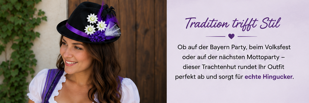 Schwarzer Trachtenhut als Accessoire zu einem Trachten-Outfit